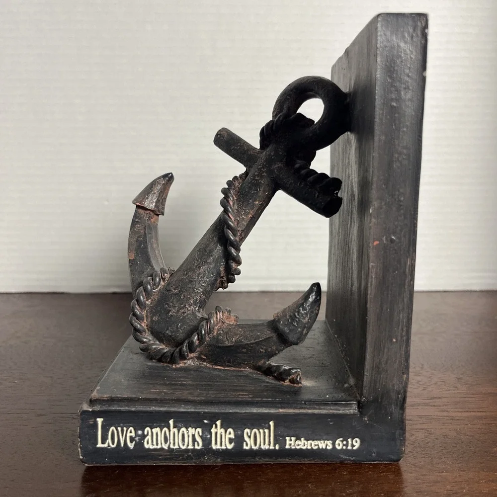 Roman Giftware‎ Love Anchors the Soul Scripture Rustic Nautical Single Bookend